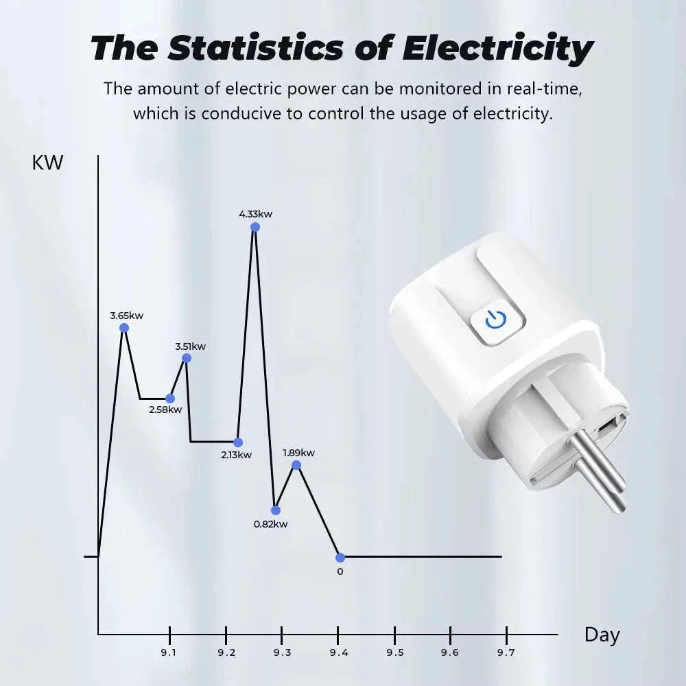 Tuya Smart Plug with Power Monitoring, Zigbee or WiFi-WIFI / 20A