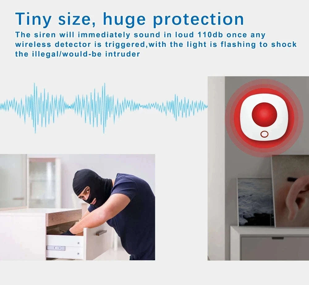 Tuya Smart WiFi 110dB Alarm Siren with Strobe Light-EU plug / China Mainland