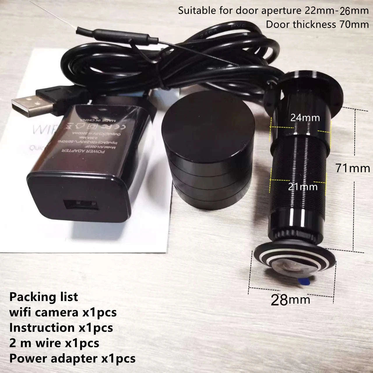 Tuya WiFi Peephole Door Camera 1080P Smart Video Viewer-EU Plug
