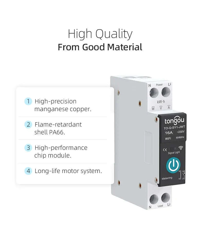 TUYA WiFi Smart Circuit Breaker with Power Metering 1P 63A-32A / White No metering