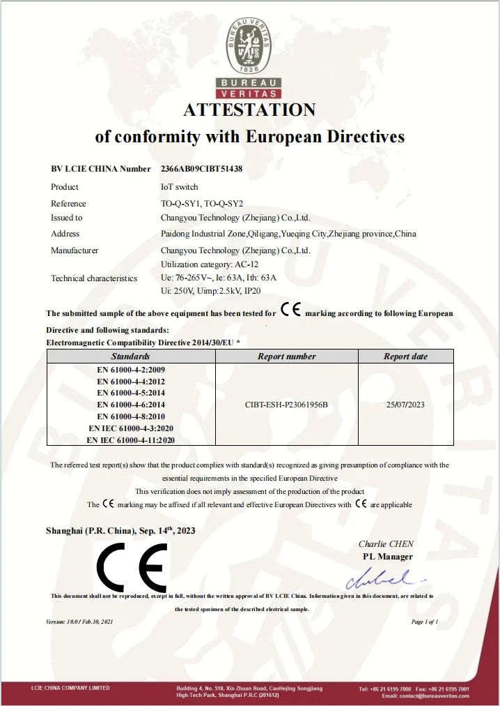 TUYA WiFi Smart Circuit Breaker with Power Metering 1P 63A-32A / White No metering