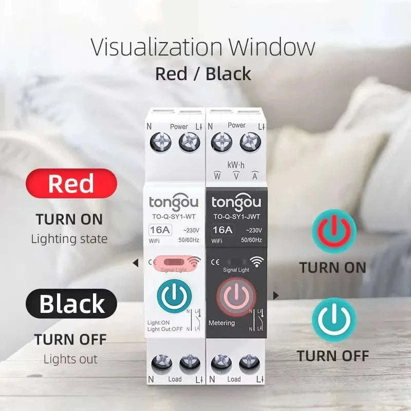 TUYA WiFi Smart Circuit Breaker with Power Metering 63A-32A / Black with metering