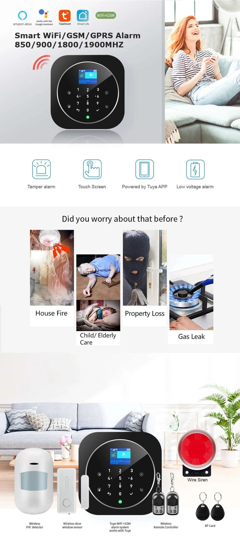 Tuya WiFi W9B Smart Home Alarm System-W9B9 / EU Plug