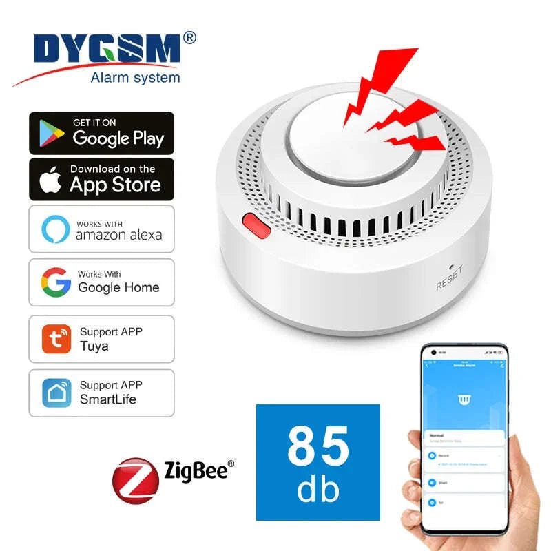 Tuya ZigBee Smart Smoke Detector Alarm for Home Security-WHITE