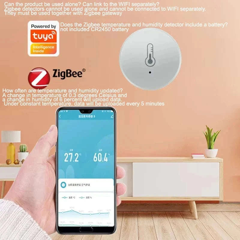 Tuya Zigbee Temperature and Humidity Sensor for Smart Home Monitoring-4PCS