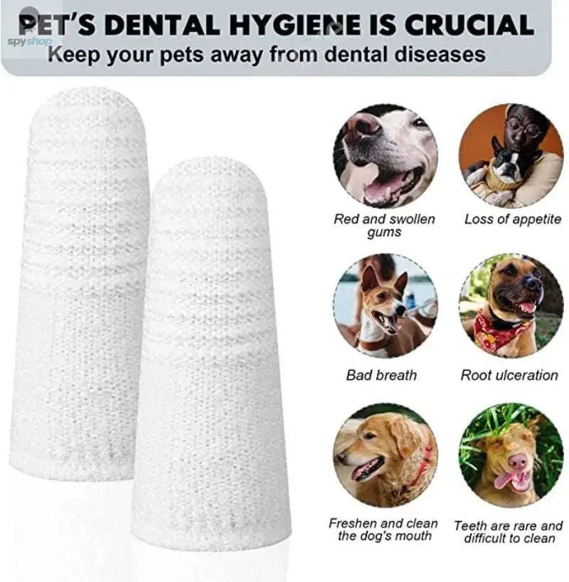 Two-Finger Pet Dental Cleaning Wipes for Cats & Dogs-Finger Cots / 12pcs