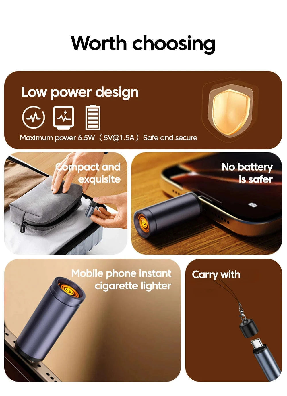 Type-C Mobile Cigarette Lighter-black