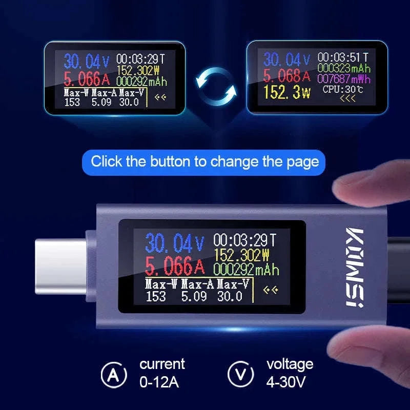 Type‑C Multi‑Function Digital Display Power Meter-KWS-2302C