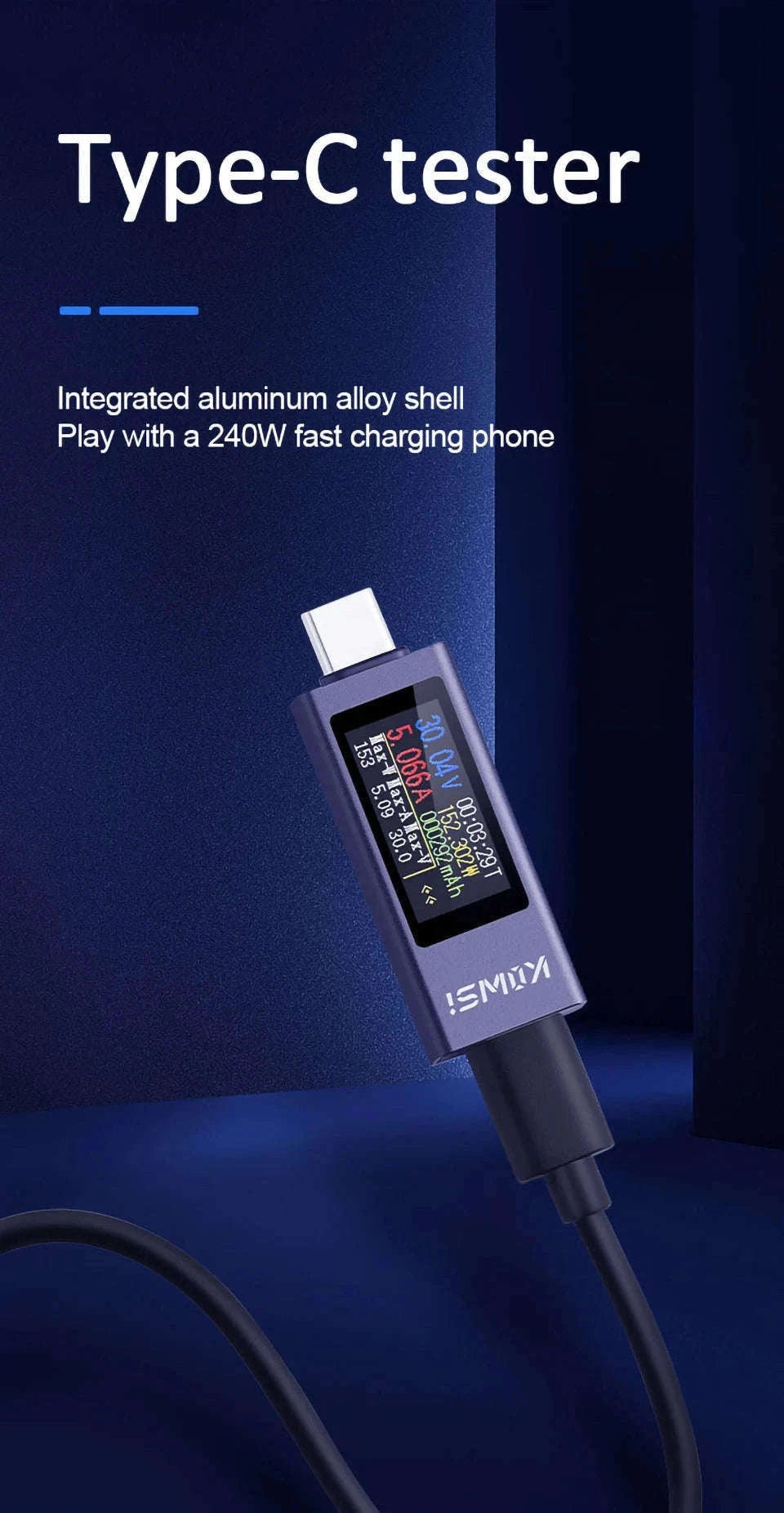 Type‑C Multi‑Function Digital Display Power Meter-KWS-2302C
