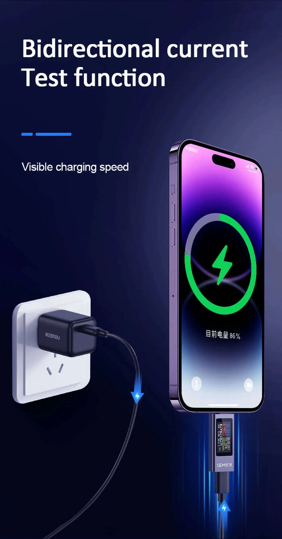 Type‑C Multi‑Function Digital Display Power Meter-KWS-2303C