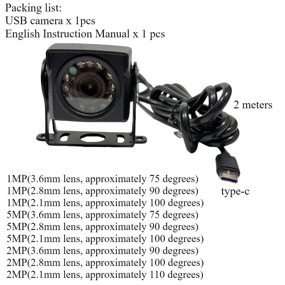 Type‑C Outdoor IP65 5MP IR Night Vision USB Camera-5MP 1.5-meter wire / 3.6mm
