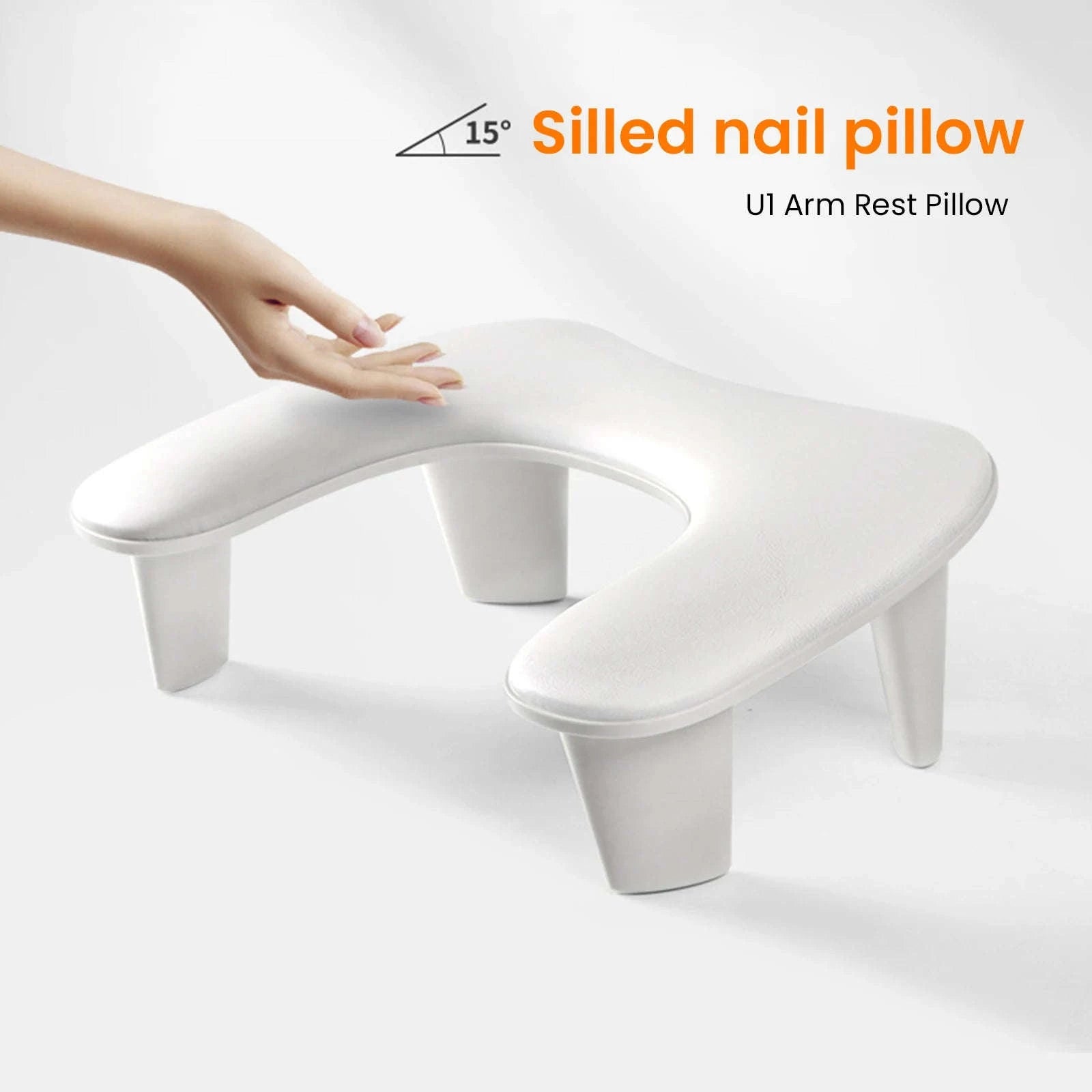 U-Shaped Nail Hand Pillow with 15° Tilt Removable Stand-Ivory / france