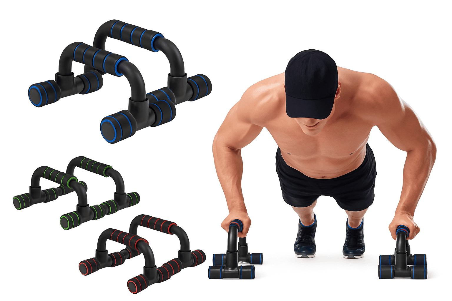 U-Shaped Push-Up Rack for Better Form and Comfort-red