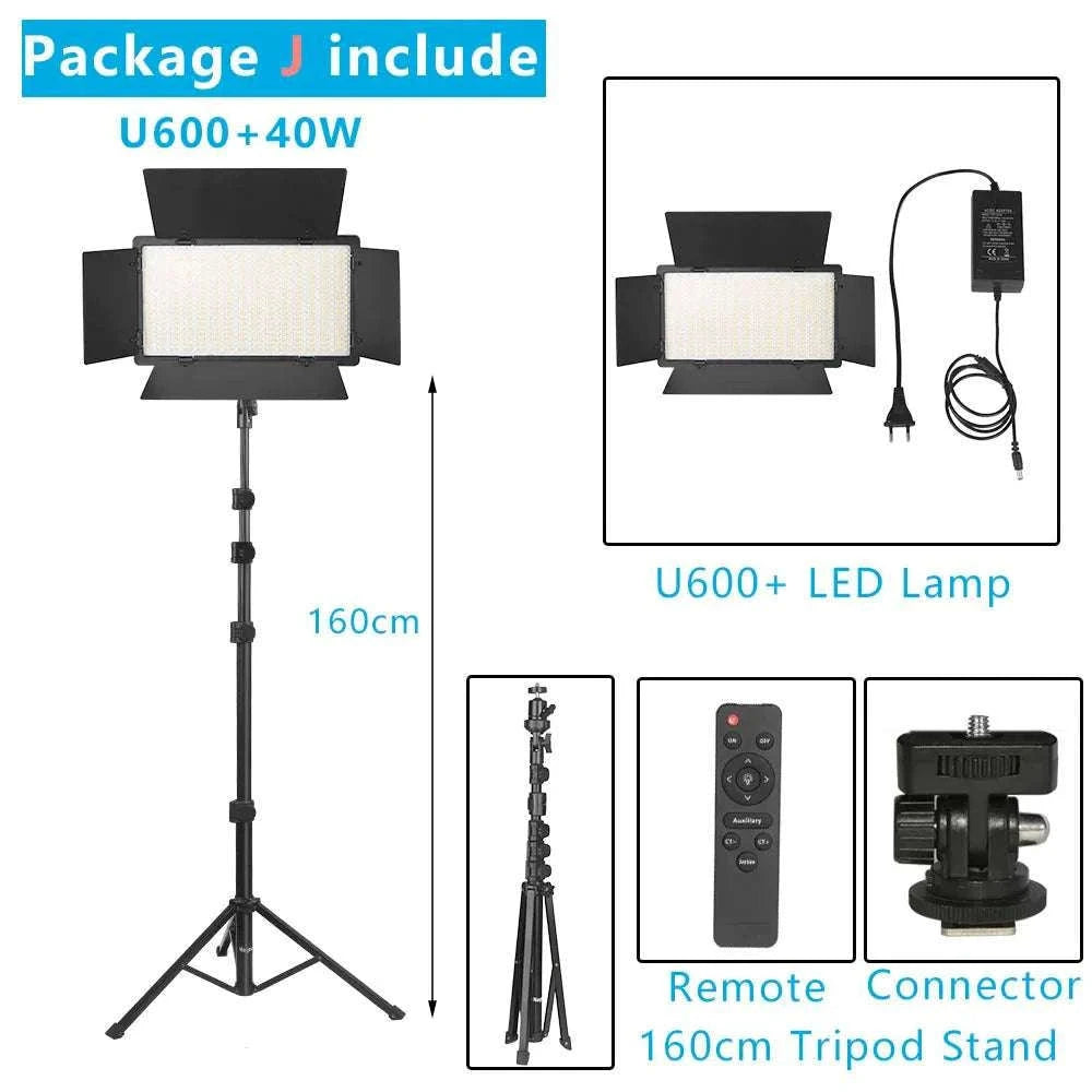 U800+ LED Video Light Bi-Color 2500K-8500K with Tripod Remote-NA-U600-LBC