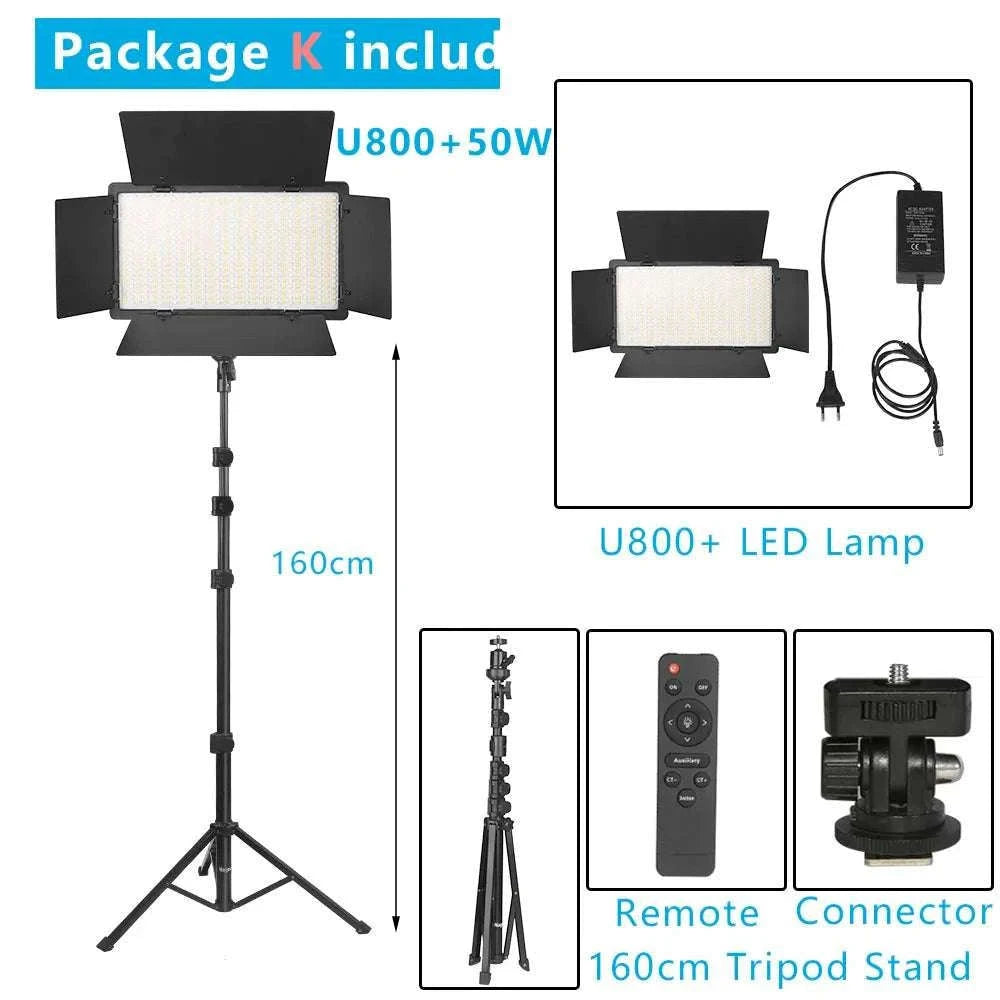 U800+ LED Video Light Bi-Color 2500K-8500K with Tripod Remote-NA-U600-LBC