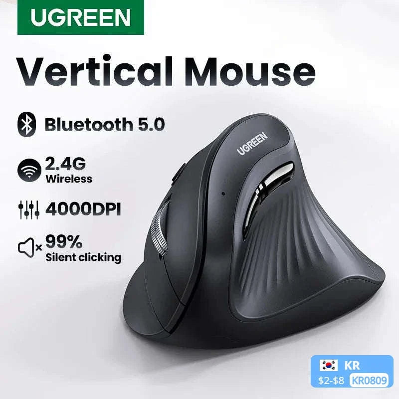 UGREEN Ergonomic Vertical Mouse Wireless 4000 DPI-Mouse Pad Set / CHINA