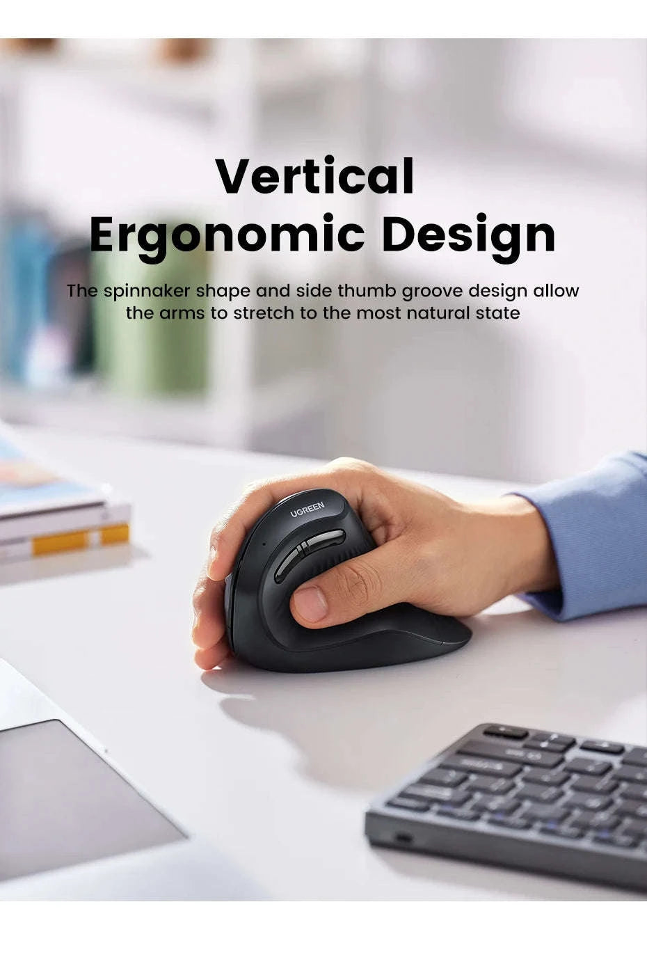 UGREEN Ergonomic Vertical Mouse Wireless 4000 DPI-Mouse Pad Set / CHINA