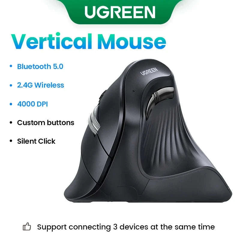 UGREEN Ergonomic Vertical Mouse Wireless 4000 DPI-Mouse Pad Set / CHINA
