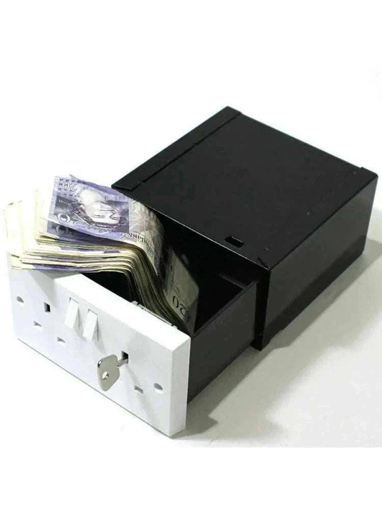 UK Double Plug Socket Hidden Safe Wall Stash Box with Key-Default Title
