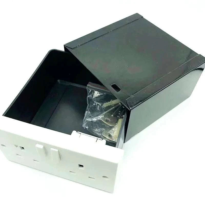 UK Double Plug Socket Hidden Safe Wall Stash Box with Key-Default Title