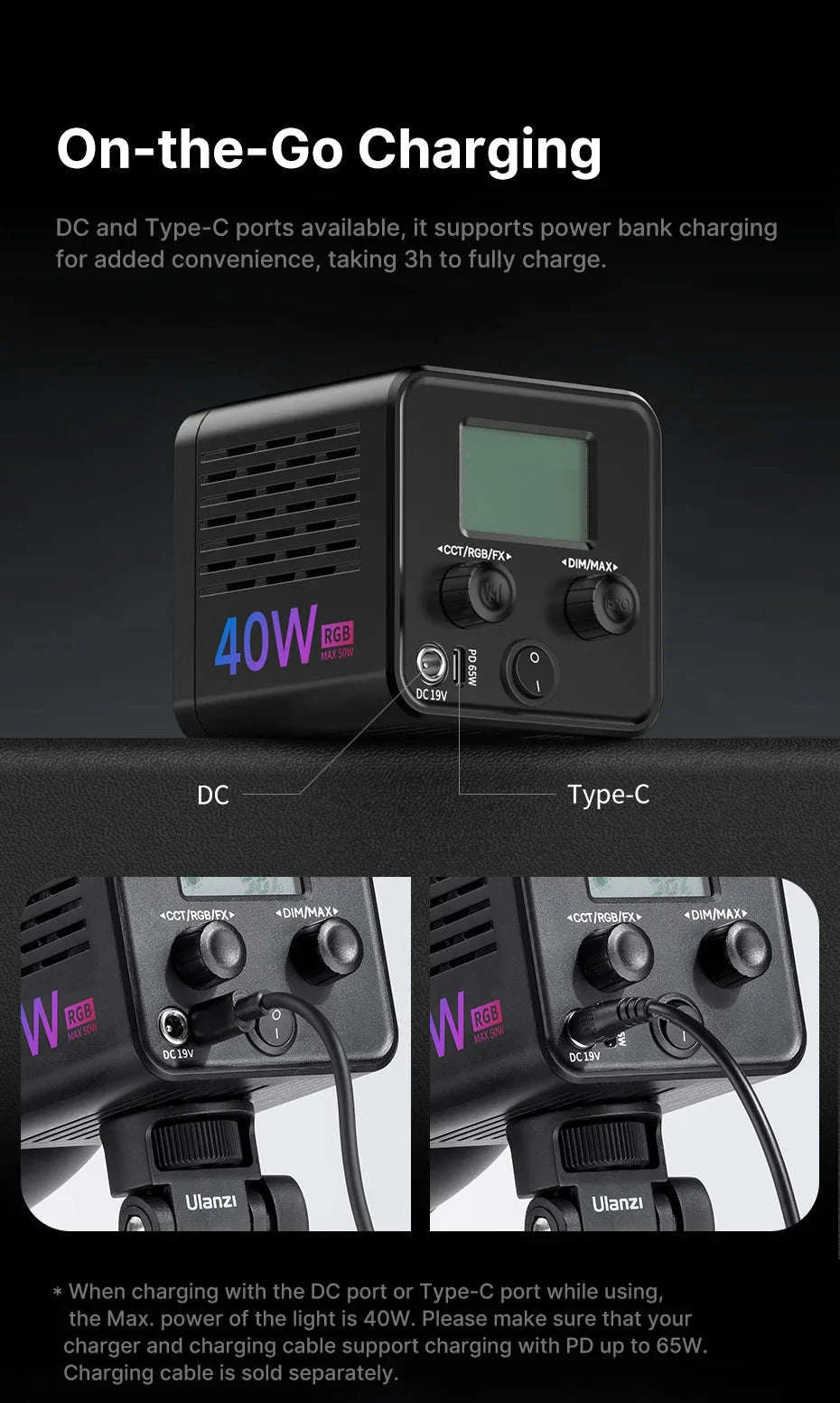 Ulanzi L024 40W RGB Video Light with Mini Bowens Mount-only Light / spain