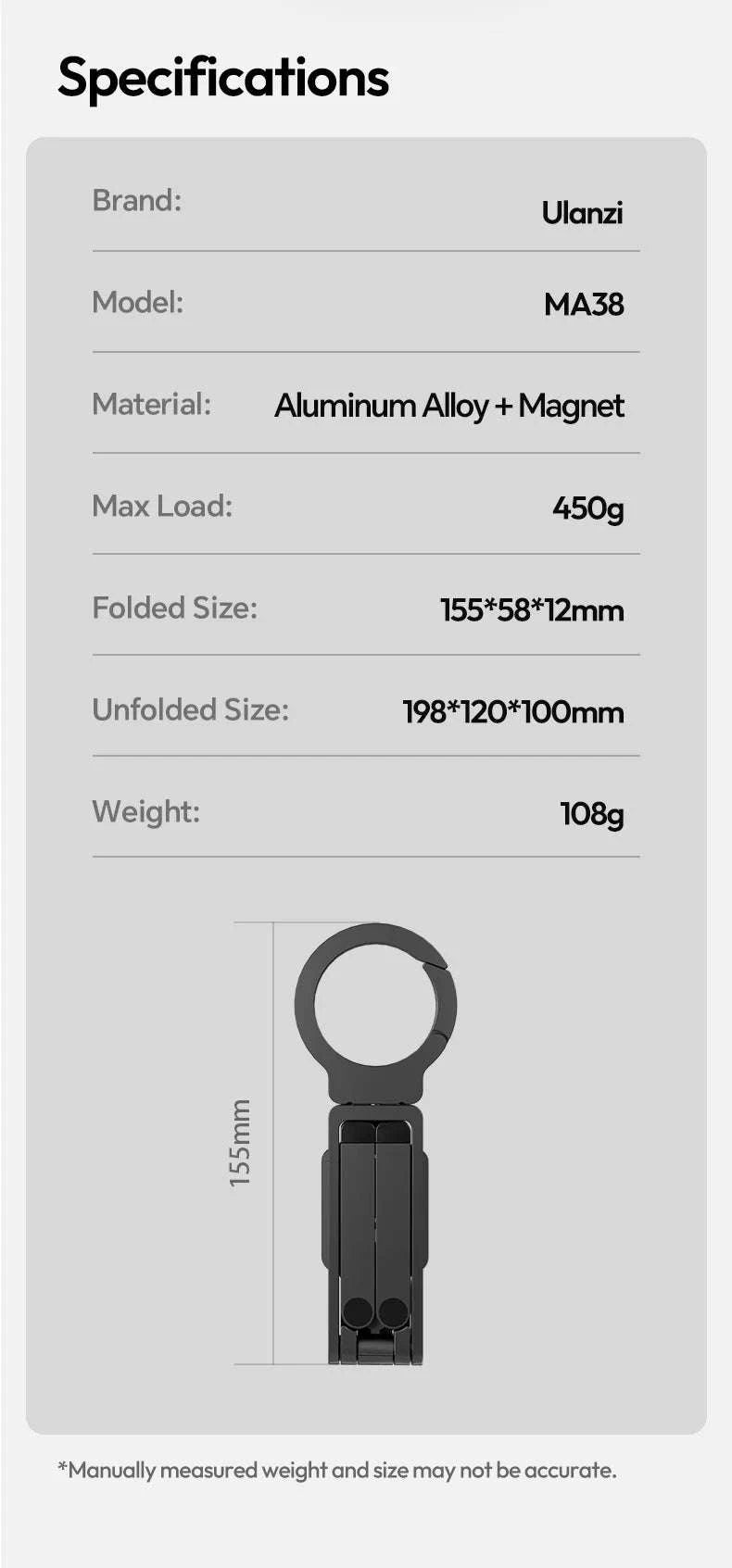 Ulanzi MA38 MagLock Magnetic Phone Stand with Hidden Hook-MA38 / China Mainland