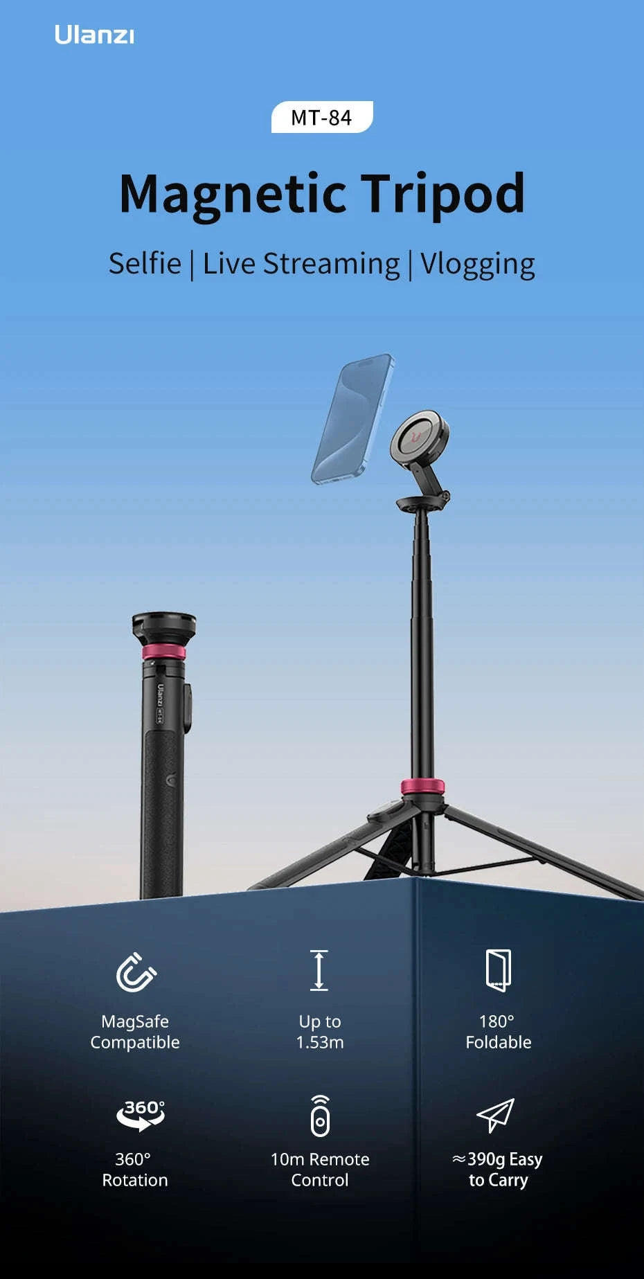 Ulanzi MT-84 1.53M MagSafe Selfie Stick Tripod-MT-84 / spain