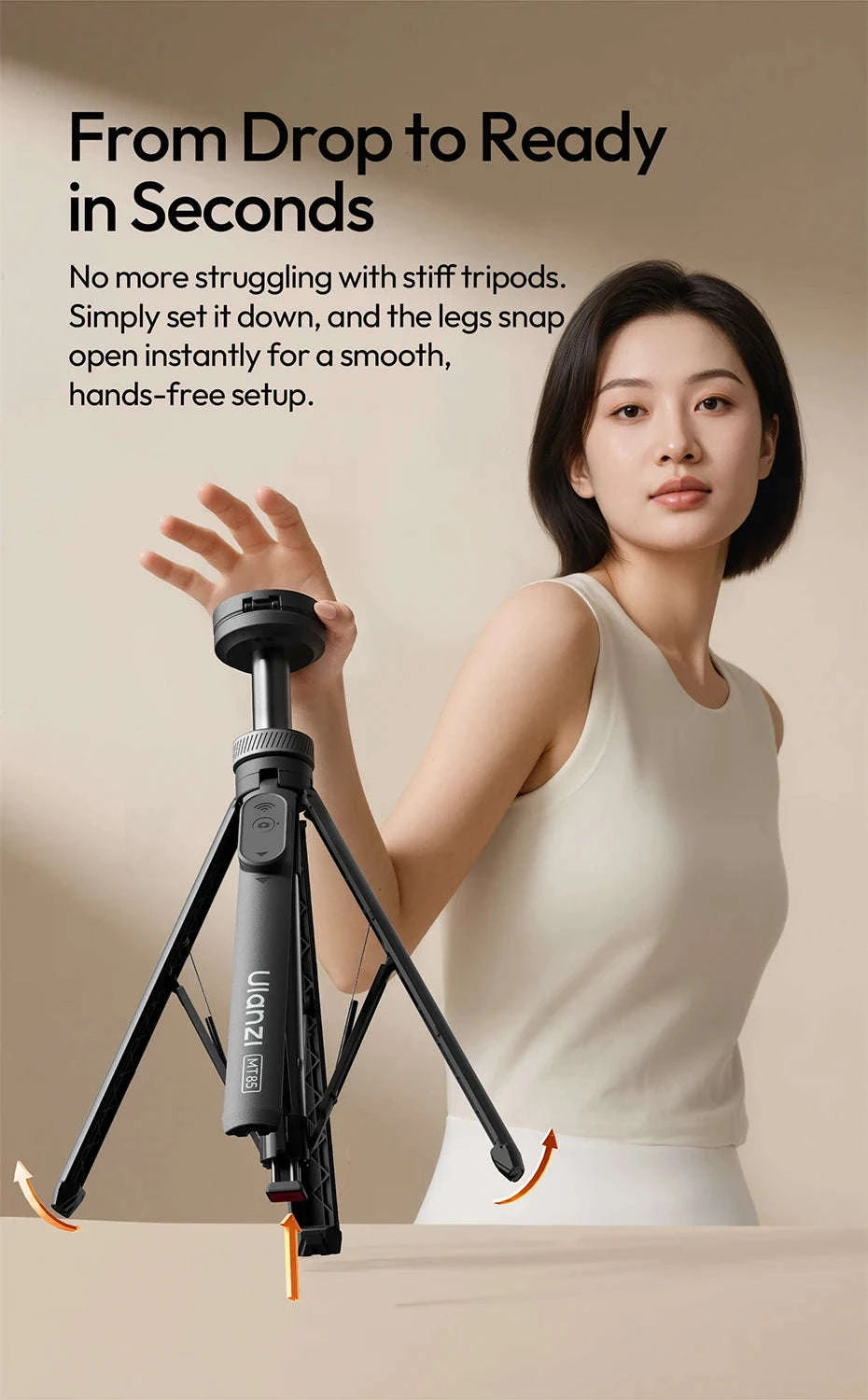 Ulanzi MT-85 MagSafe Phone Tripod & 150cm Selfie Stick with Remote-Black / China Mainland