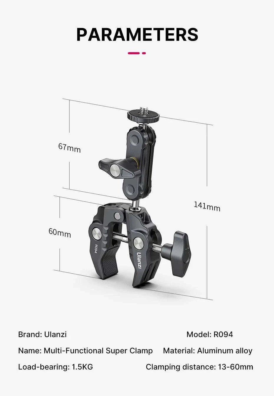Ulanzi R094 Metal Super Clamp with Double Ball Head-2PCS R094 / China Mainland