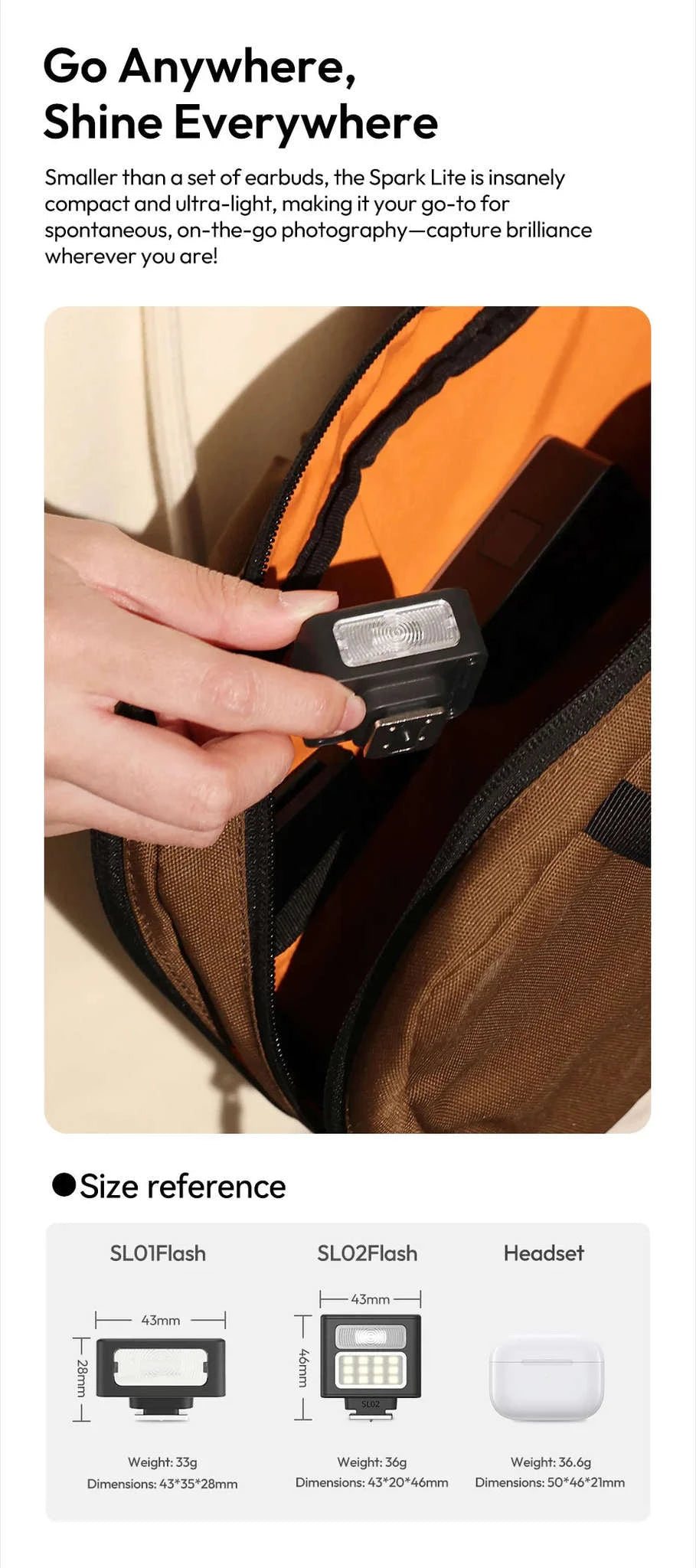 Ulanzi SL01 SL02 Mini Camera Flash Light SpeedLite GN8 6500K-SL01 / brazil