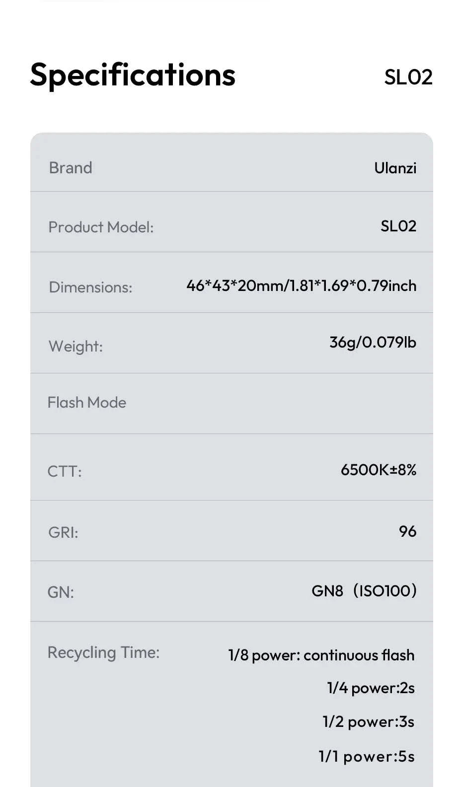 Ulanzi SL01 SL02 Mini Camera Flash Light SpeedLite GN8 6500K-SL01 / brazil
