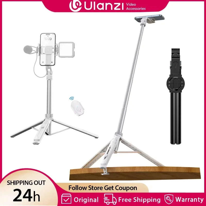 Ulanzi TT88 Overhead Selfie Stick Tripod for Vlogging-White TT88 / CHINA