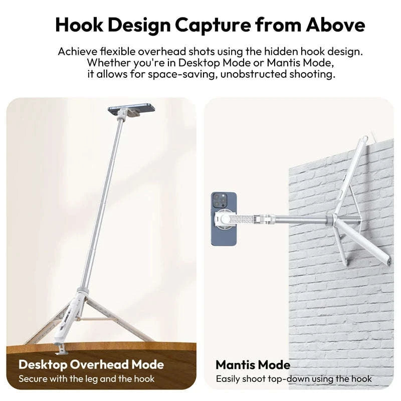 Ulanzi TT88 Overhead Selfie Stick Tripod for Vlogging-White TT88 / CHINA