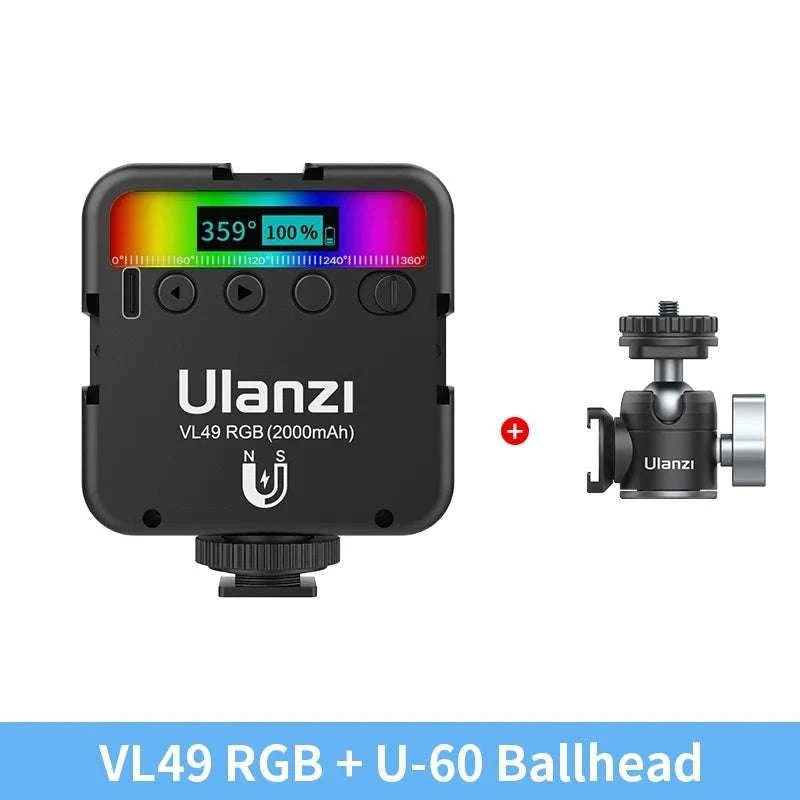 Ulanzi VL49 RGB LED Video Light with Adjustable Color & 2000mAh Battery-2PCS VL49 / spain