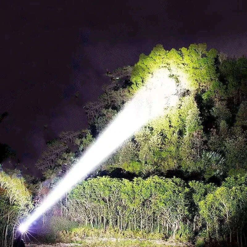 Ultra-Bright LED Headlamp with Zoom, Waterproof, Rechargeable-B-18650 battery