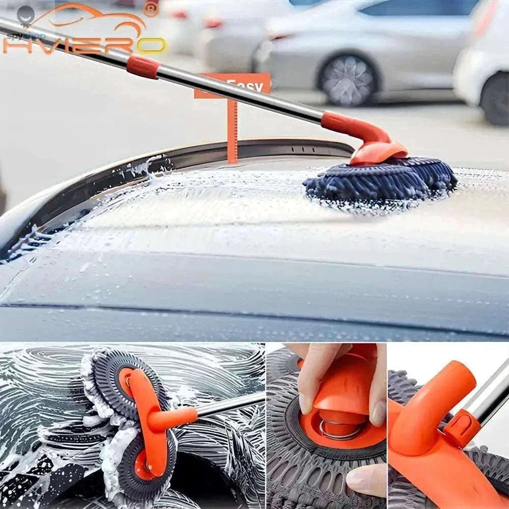 Ultra Fine Fiber Car Wash Brush Mop with Extendable Handle-Black