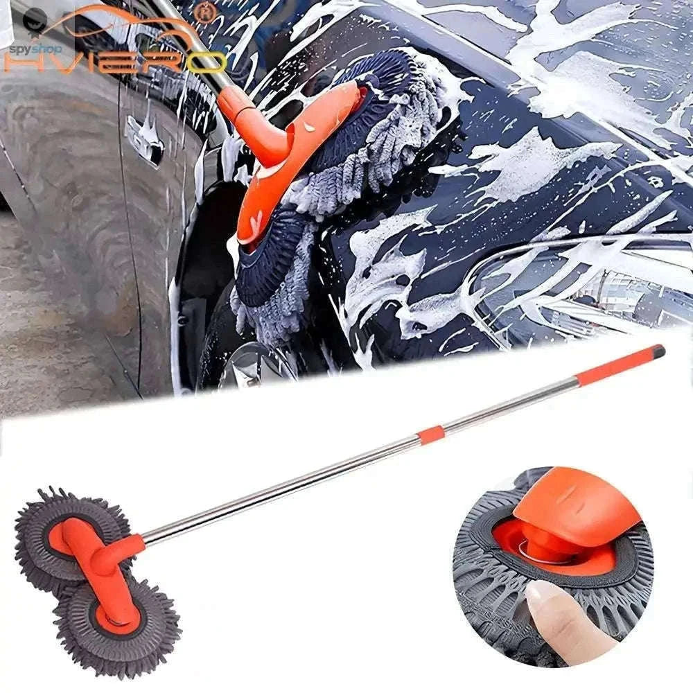 Ultra Fine Fiber Car Wash Brush Mop with Extendable Handle-Black