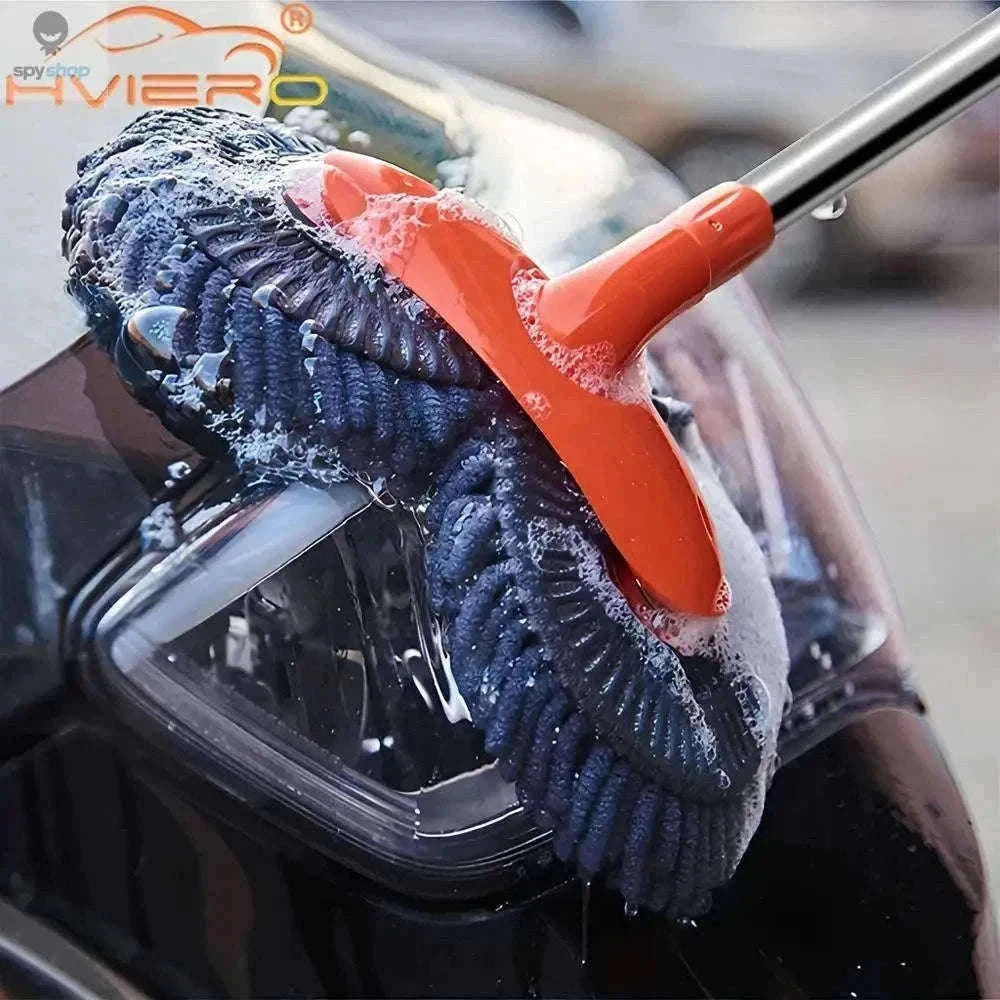 Ultra Fine Fiber Car Wash Brush Mop with Extendable Handle-Black