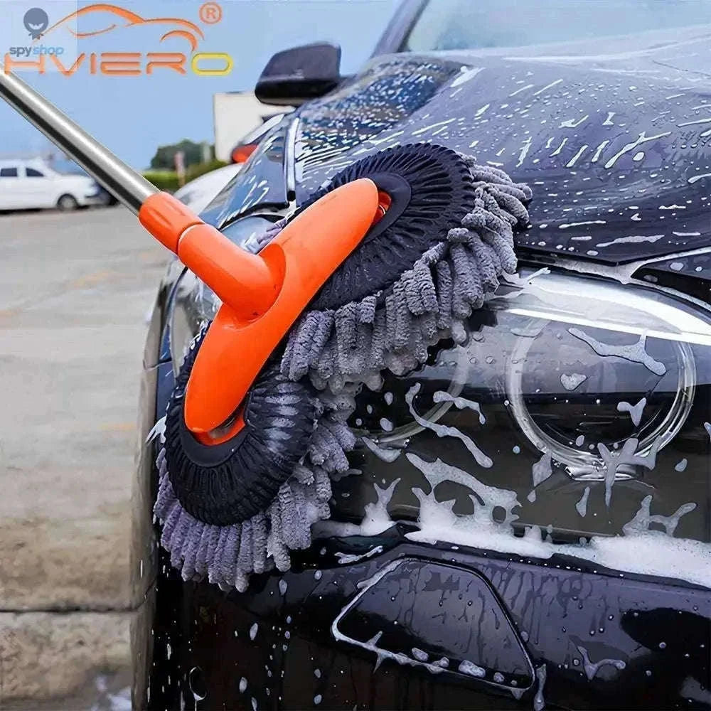 Ultra Fine Fiber Car Wash Brush Mop with Extendable Handle-Black