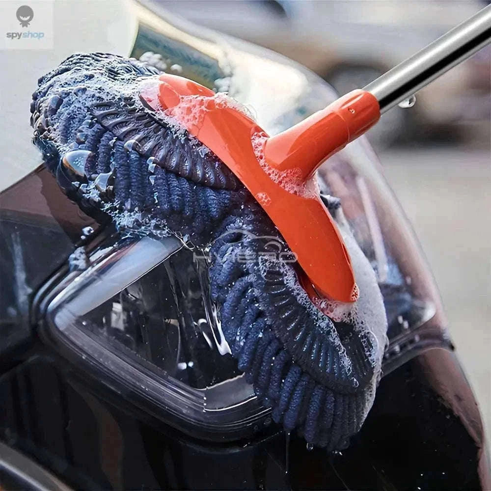 Ultra Fine Fiber Car Wash Brush Mop with Extendable Handle-Black