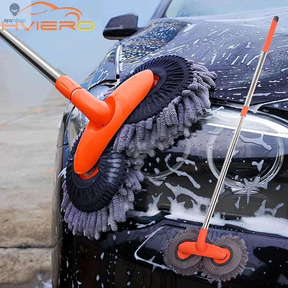 Ultra Fine Fiber Car Wash Brush Mop with Extendable Handle-Black
