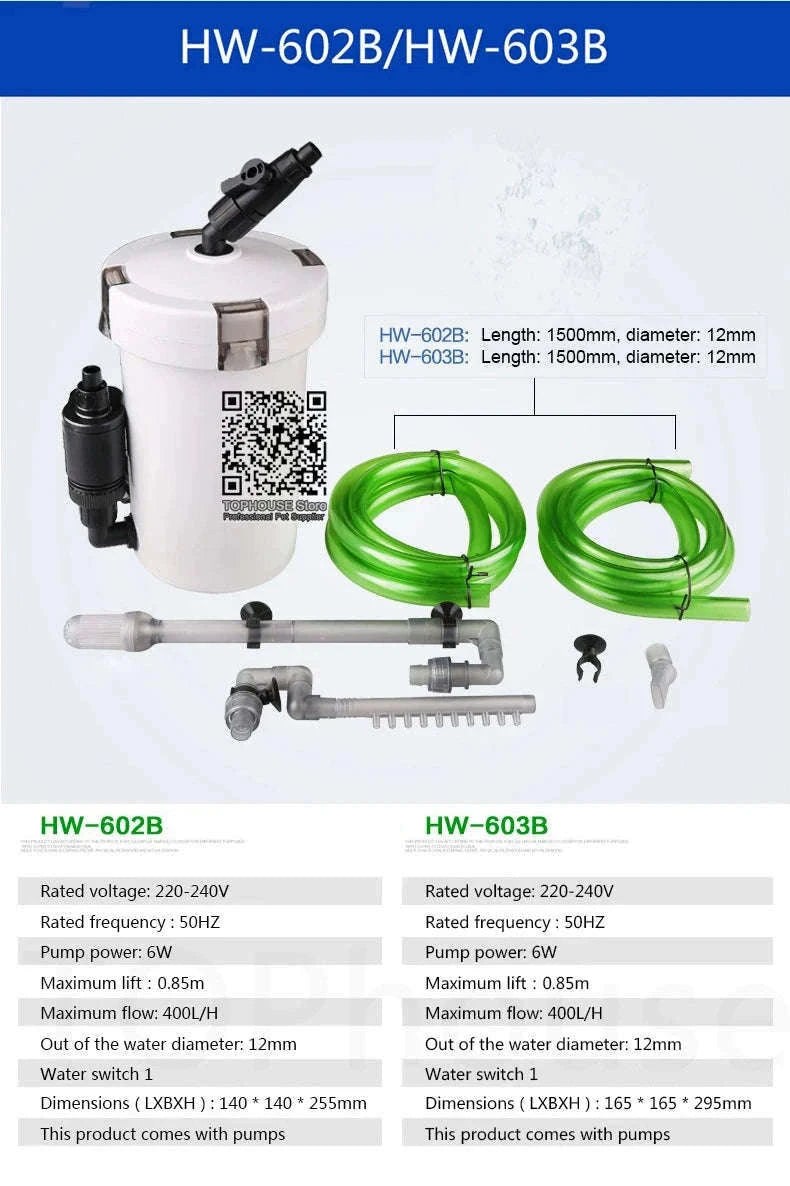 Ultra-Quiet Transparent Aquarium Filter Bucket-EW602B(With Pump) / 220V 50Hz