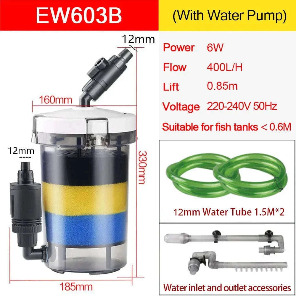 Ultra-Quiet Transparent Aquarium Filter Bucket-EW602B(With Pump) / 220V 50Hz