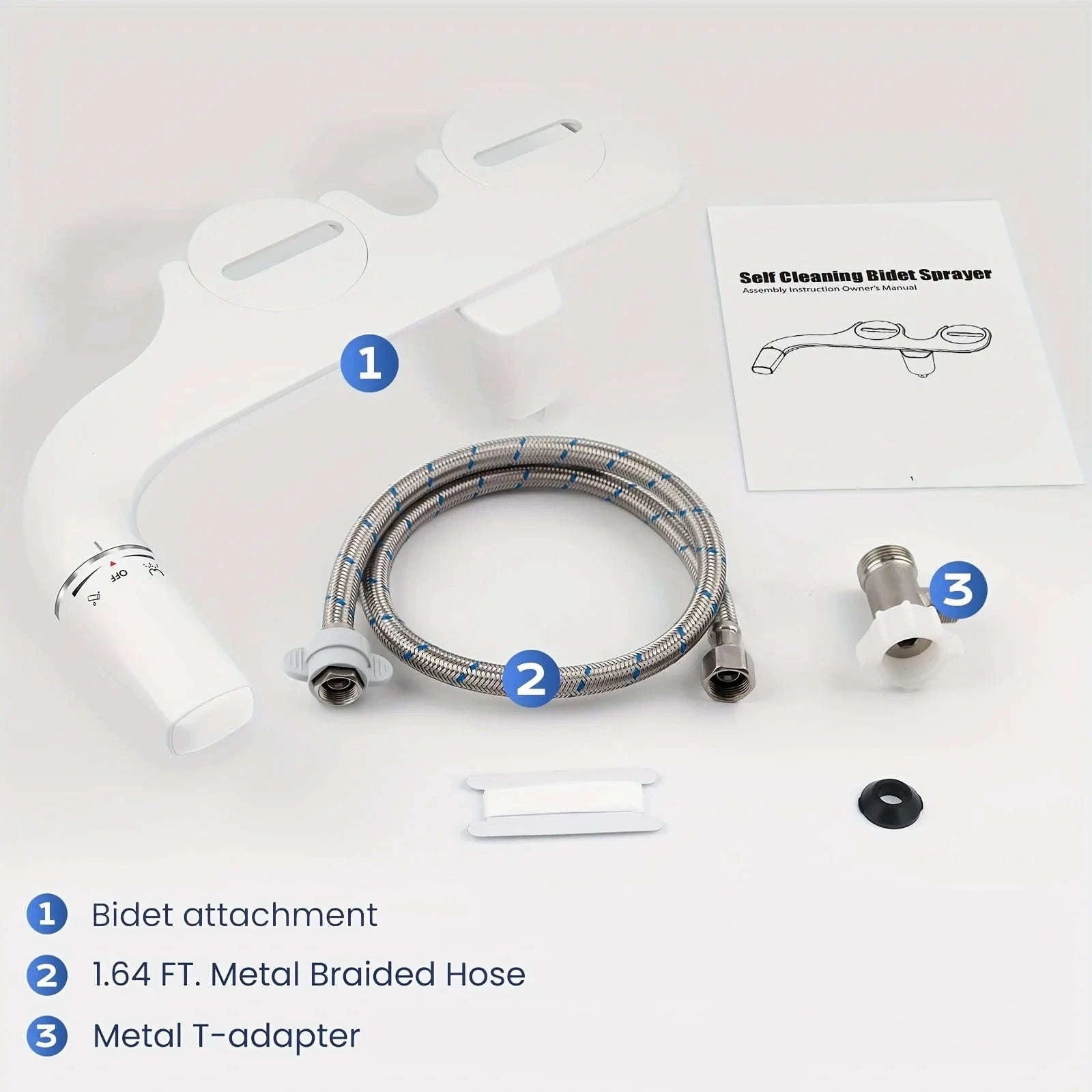 Ultra-Slim Bidet Attachment for Toilet with Dual Nozzles-WHITE / United States