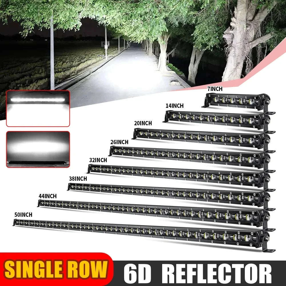 Ultra Slim LED Light Bar Single Row 6000K White IP68 12V 24V-20inch 1pcs