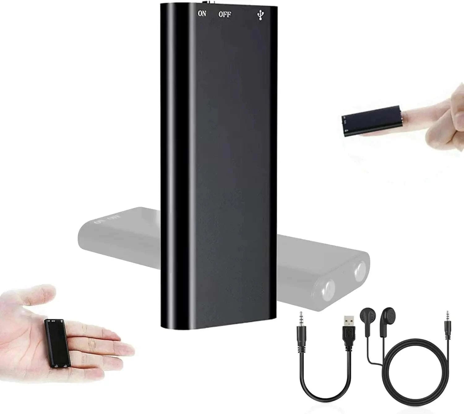 Ultra-Slim Mini Voice Recorder with 16GB Storage and MP3 Playback-black / 8 GB / China Mainland