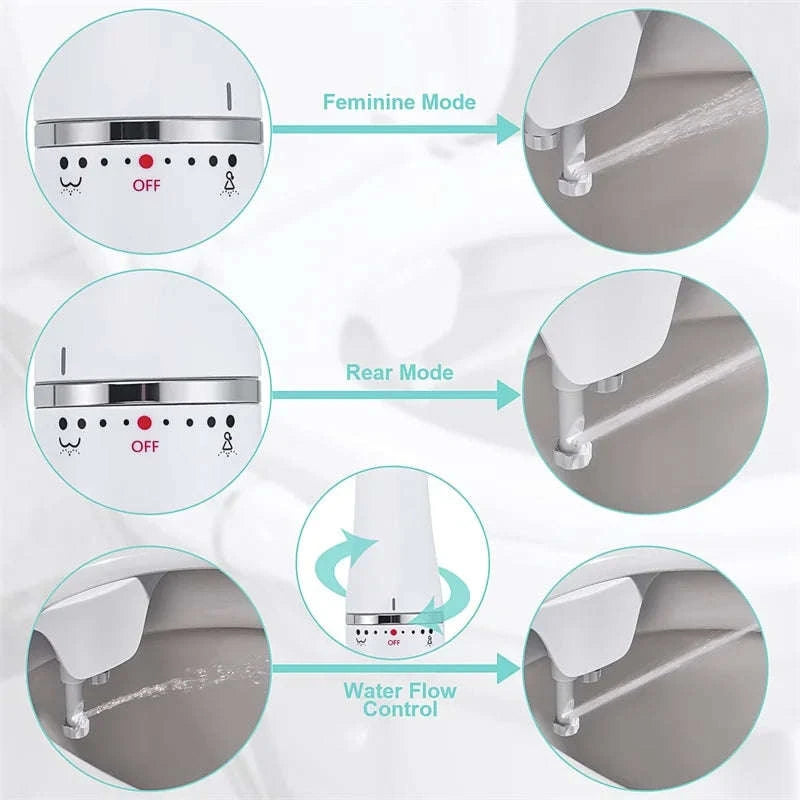 Ultra-Slim Toilet Bidet Attachment with Adjustable Water Pressure-3-8 FR ES NL Europe / spain