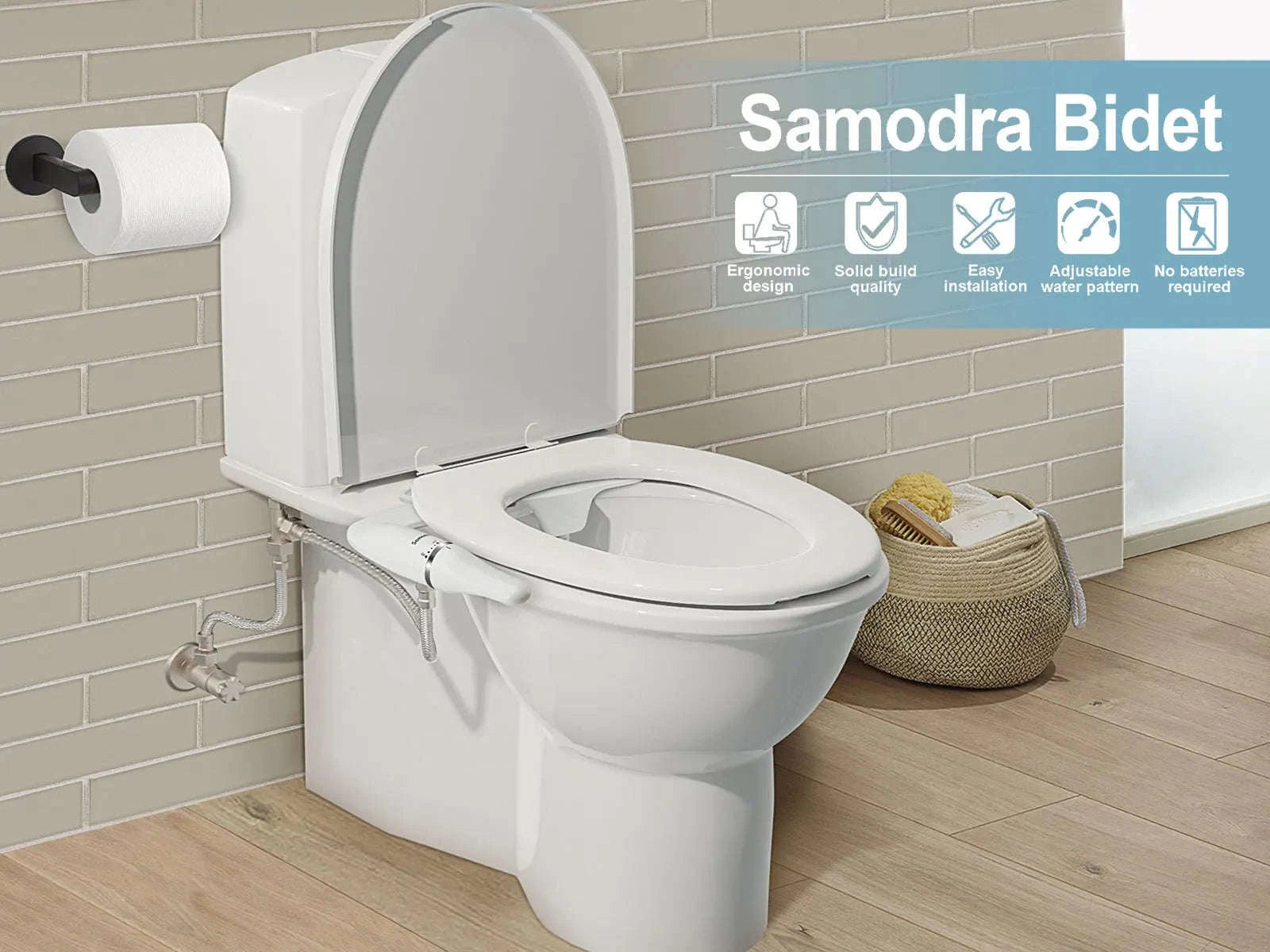 Ultra-Slim Toilet Bidet Attachment with Adjustable Water Pressure-3-8 FR ES NL Europe / spain