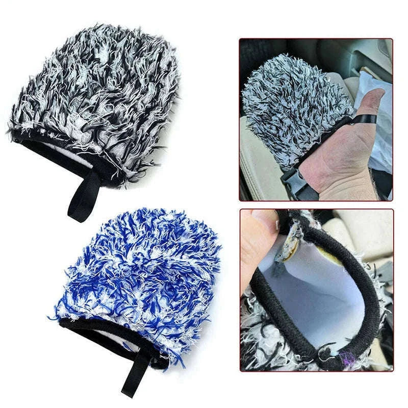 Ultra-Soft Microfiber Car Wash Glove for Scratch-Free Cleaning-Black 1pc