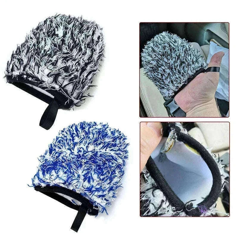 Ultra-Soft Microfiber Car Wash Glove for Scratch-Free Cleaning-Black 1pc